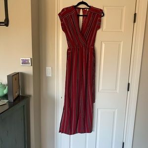 Red, white and black strip jumpsuit size medium